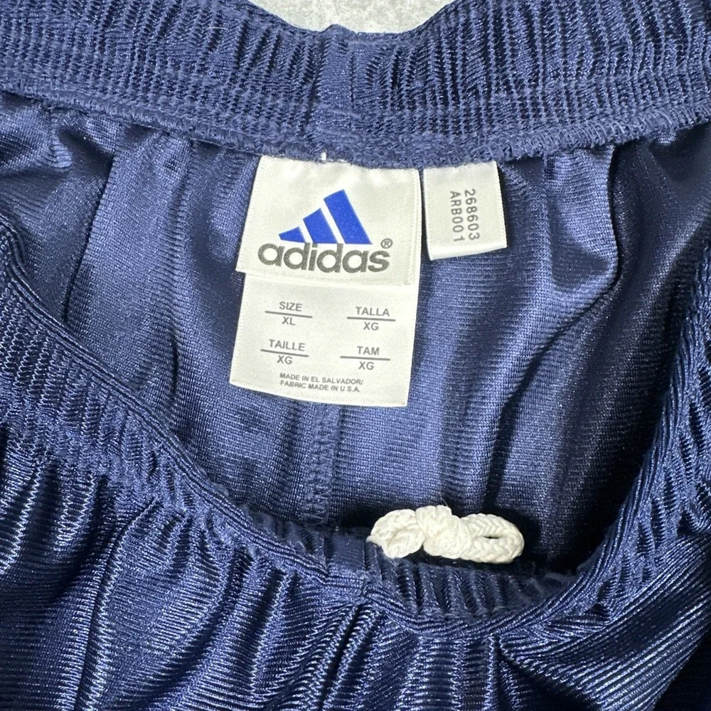 Vintage Y2K Adidas Basketball Shorts Men's XL Blue Dazzle Shiny Silky Satin‎ NWT